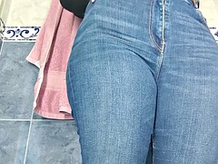 Caught with transparency and tight jeans in a public bathroom pissing
