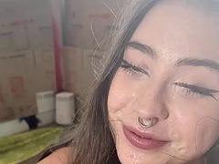 Sloppy blowjob with deep throat