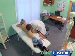 Naughty blonde gets a new pair of tits for a price at fakehospital POV