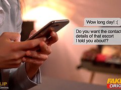 Business Woman Anna Rose with fit body and big tits gets bored and horny in hotel room so hires a big cock escort to fuck her silly in different posit