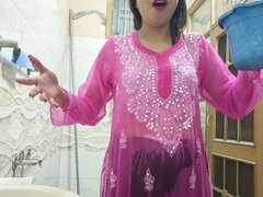 浴室, 言葉責め, エロティック, 自家製, インド人, オマンコ, 一人