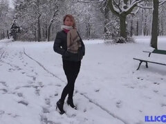 Laura, sexy milf, ass fucked after an exhib in the snow