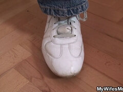 Horny granny in law bangs hard while wife cheats on hubby