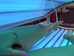 violet starr masturbates in the tanning bed while taking selfies