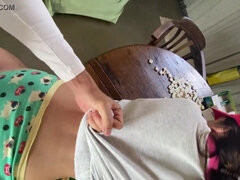 Twin Sisters have fun Scrabble pissing and eat Step-Dad culo