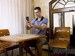 Watch how this mature Russian stepmom gets her hairy pussy and willy wet in bed with her stepson