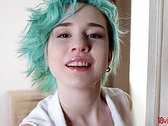 Alice Klay - Blue-haired teeny anal debut