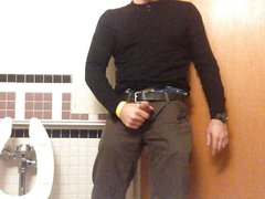 Jack-off in a Hospital Public Toilet. Almost Caught, I Forgot to Lock the Door. I Still Finished Jerking