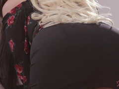 Busty Brunette Kylie Kingstone Fucks Her Hot Latina Interviewee Katya Rodriguez In The Office - lesbian Kylie Kingston sharing sex toy