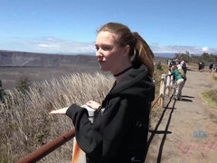 You explore the lava flow with Ashley.