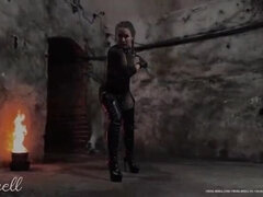 German Mistress in Leather & Fishnet Dominates Slave - POV Femdom Whipping & Humiliation