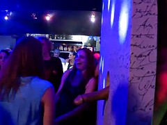 beautiful inked sluts getting nasty with a couple of dudes in a club