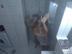 Africain, Cul, Salle de bains, Gros cul, Noire, Sucer une bite, Douche