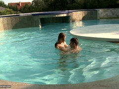 Slender babe Mary Wet takes a dip into the pool of pleasure with Toby