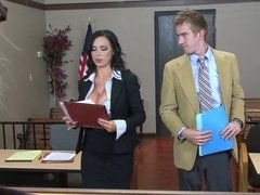 Prosecutor Nikki Benz tricking lawyer into a hardcore fuck in the courtroom