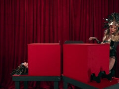 デカパイ, フェラチオ, なめる, ピアス, オマンコ, シーメール, スパンキング, ストッキング