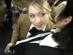 Schoolgirl Handjob On Bus