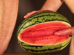 water melon jizz - pounding a melon and cumming - Gay