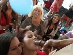 Cocksucking party MILFS line up for facial cumshot