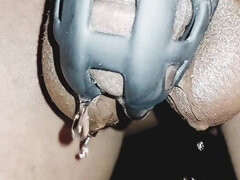 Piss While in Caged and Plugged