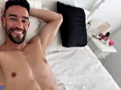 Fitness Man Loves Being Naked. Naked Morning Routine