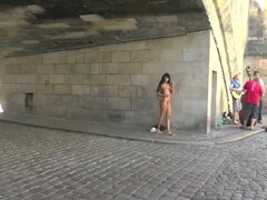 Gina Nude in Prague - hot public nudity