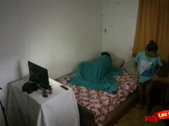 I entered the room, my stepdaughter was watching the Flamengo game and I had sex with her next to my wife