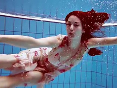 Croatian cutie dressed Martina swims and strips