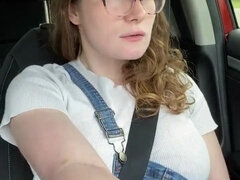 Nerdy Country Gal Touches Herself in her Van