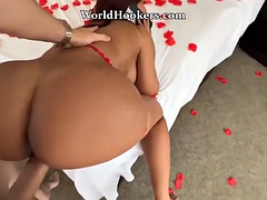 Horny stepdaughter fucks her stepfather and ruins the romantic surprise for her mother