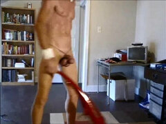 BOB MILGATE CLEANING IN PANTYHOSE AND HEELS