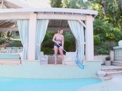 Busty blonde is riding a hard cock