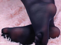 5 Fingers Pantyhose, Foot Fetish 4k Video Close Up Feet With Feet Slave