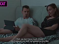 Stepmom and Stepson Watch Porn, Masturbate to Creampie Bliss in Share Bed Hotel Vacation