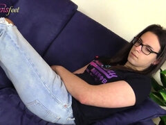 手コキする, ヒール, 穴開きパンティ, 一人