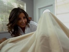 Sexy physical therapist sucks and fucks enormous cock
