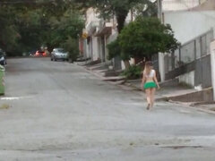 Exhibitionist HotWife with nano skirt and top on street