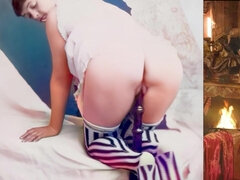 Vintage MILF gets her pussy and ass colored and enhanced in ai in hot outdoor striptease