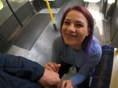 Risky Blowjob In London Train. Caught by Stranger Cum on Face 4K ELLA BOLT