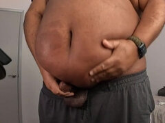 Enthousiasteling, Zwart, Sperma shot, Dik, Masturbatie, Alleen