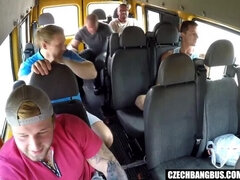 Married Busty MILF GangBanged in Bus