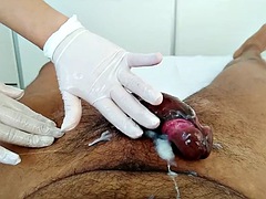 Sexy nurse helped me release cum with a handjob