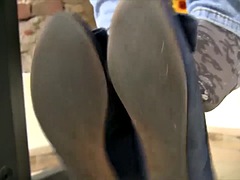 美女, 茶髪の, 足, フェティッシュ, 磨き, ハメ撮り, 一人, ティーン