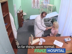 Blonde patient with fake tits goes to fakehospital for a reality check