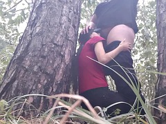 We hid under a tree from the rain and had sex to keep warm - Lesbian illusion