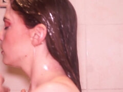 Shower Long Hair Washing - 18 Years Old Solo Video