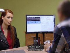 Busty Czech babe Rousse gets her des relations fucked in the office with a credit agent