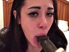 Throat fuck toy with bbc