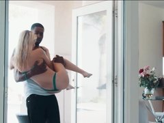 Super sexy blonde giving in to BBC until he's exploding with cum