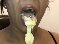 ATM Masked MILF Tasty Solo - Eating a Big Banana Straight From Arse - Uncut Clips